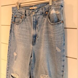 Levi's Ribcage Wide Leg Light Blue Distressed Women’s Jeans